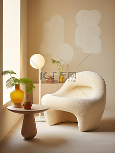 浅黄色家居背景图片_椅子和咖啡桌温暖家居背景4
