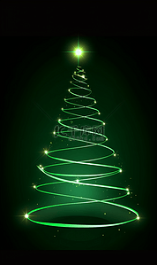 鎏金线条背景图片_鎏金线条圣诞树绿色简约圣诞节背景