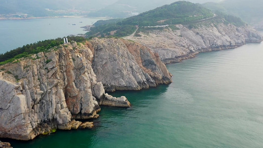 海边悬崖峭壁海景航拍