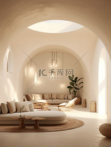米色沙发背景图片_浅白色和米色拱形门道家居背景17
