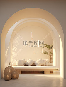米色沙发背景图片_浅白色和米色拱形门道家居背景1