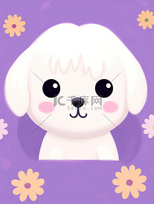 白色小花背景图片_可爱白色的小狗紫色小花背景17