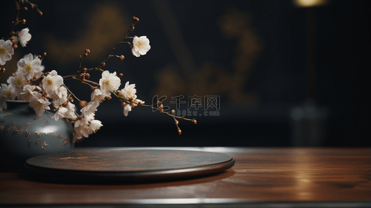 中国风桌子背景图片_中国风古典花瓶插花装饰背景20