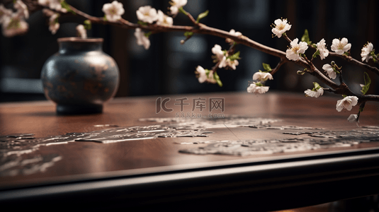 中国风古典花瓶插花装饰背景26