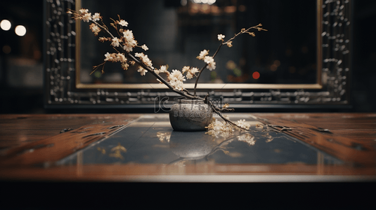 古典桌子背景图片_中国风古典花瓶插花装饰背景2