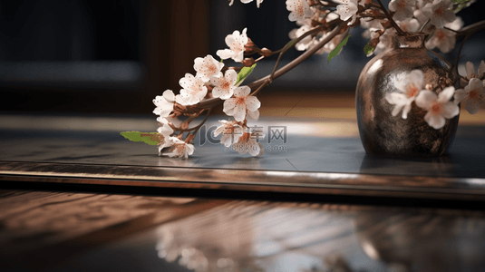 古典桌子背景图片_中国风古典花瓶插花装饰背景222