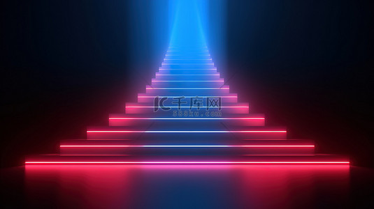 色灯光背景图片_黑暗中的霓虹色楼梯2