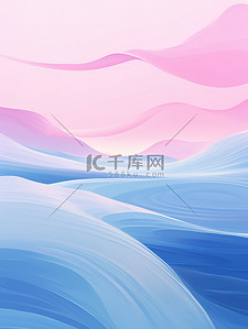 蓝色抽象波浪背景图片_粉色和蓝色抽象波浪线条8