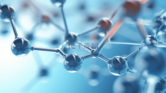 科技生物分子背景图片_蓝色科技感球体组合创意背景4