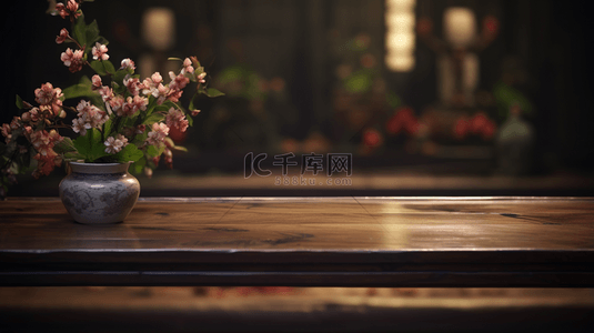 国风桌子背景图片_中国风古典花瓶插花装饰背景16