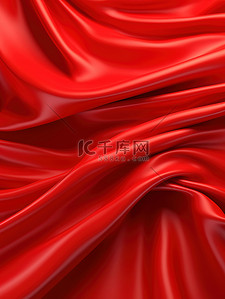 红色丝绸布褶皱背景7