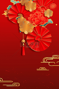国潮中国红红色新年元素背景