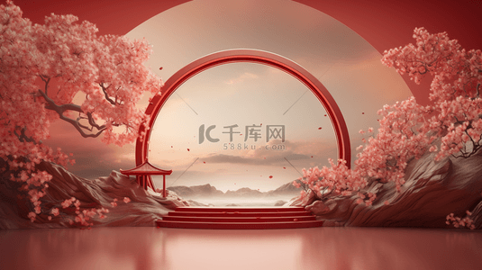 花簇背景图片_红色中国风古典喜庆创意背景6