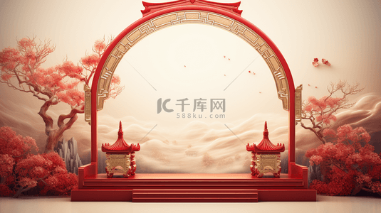 红色中国风古典喜庆创意背景17