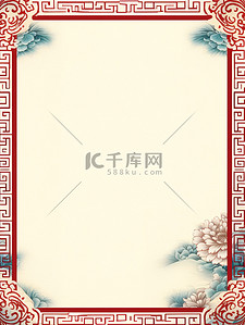 中国风画框背景图片_复古中式画框米色背景10