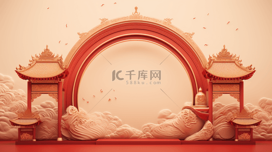 红色中国风古典喜庆创意背景3