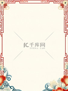 米色中式背景图片_复古中式画框米色背景20