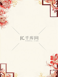 中国风画框背景图片_复古中式画框米色背景1