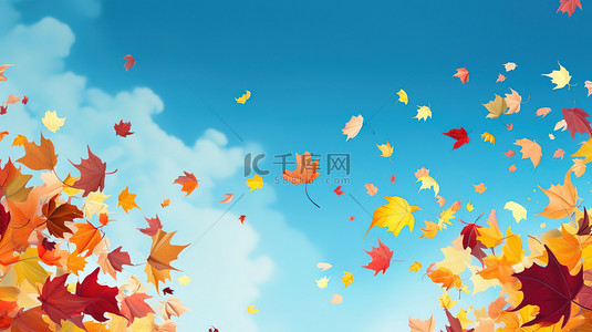 秋天落叶在空中飘扬14