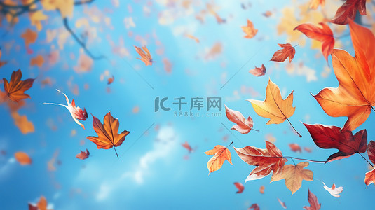 秋天落叶在空中飘扬4