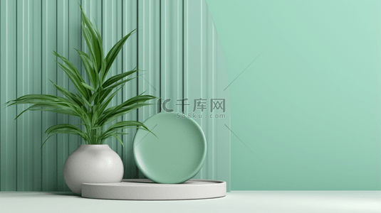 绿色现代感花瓶饰品简约背景10