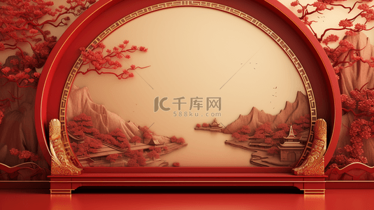 中国风古典元素背景图片_红色中国风古典喜庆创意背景13