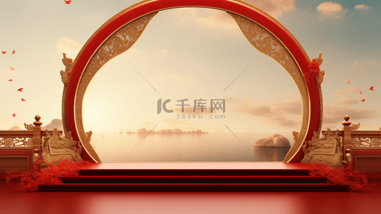 红色中国风古典喜庆创意背景7