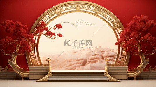 中国风元素喜庆背景图片_红色中国风古典喜庆创意背景10