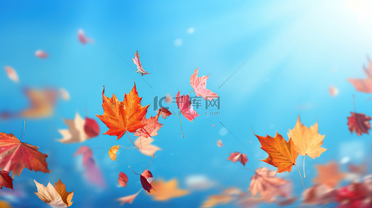 秋天落叶在空中飘扬10