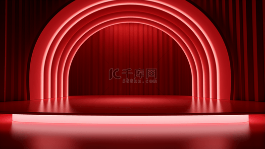 展台台阶背景图片_红色科技感光效时尚创意背景16