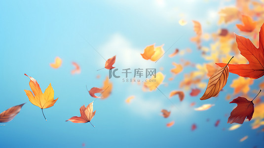 秋天落叶在空中飘扬13