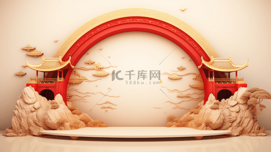 红色中国风古典喜庆创意背景12