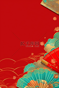新年简约元素背景图片_中国红背景新年红色元素