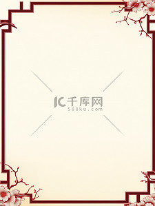 中式早餐背景图片_复古中式画框米色背景13