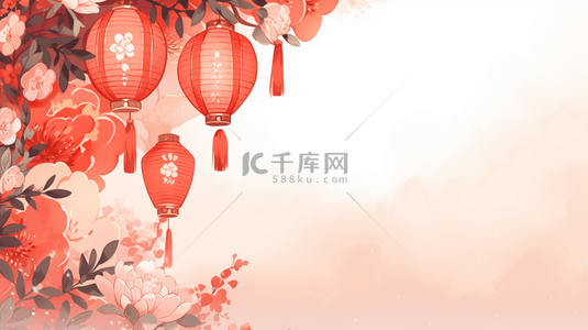 红色古典背景图片_红色中国风灯笼喜庆创意背景7