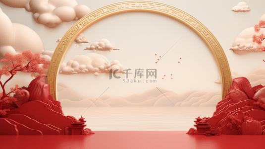 红色中国风古典喜庆创意背景19