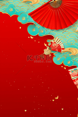 新年国潮红色中国红背景元素
