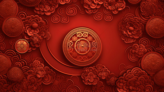 中国元素背景图片_中国新年元素红色背景3