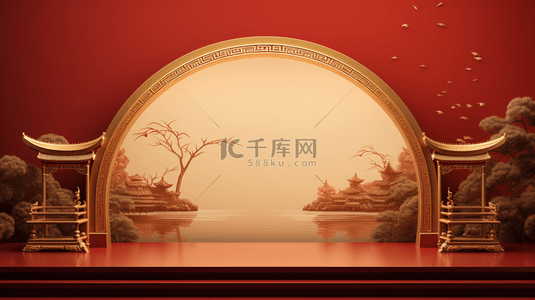 中国风古典元素背景图片_红色中国风古典喜庆创意背景11