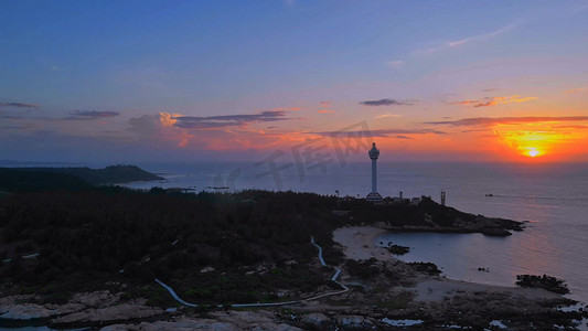 海南文昌木兰湾旅游城市交通天空公路风光夕阳黄昏日落