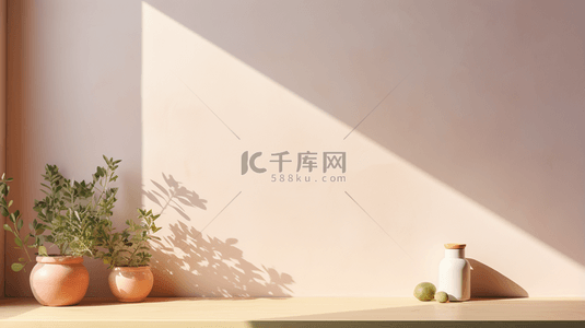 简约现代植物背景背景图片_暖色系现代感饰品摆设创意背景17