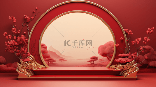 红色中国风花纹背景图片_红色中国风古典喜庆创意背景16