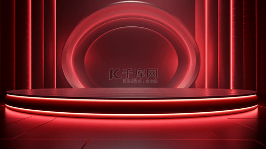 展台台阶背景图片_红色科技感光效时尚创意背景20