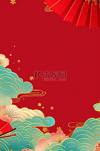 新年插画背景背景图片_新年红色中国红背景元素