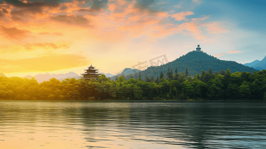 江南百景图民宅摄影照片_美丽的江南湖水美景