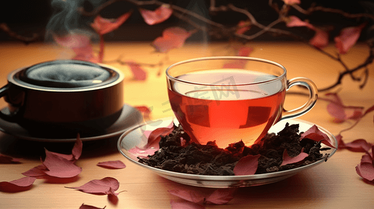 茶饮料海报摄影照片_秋天红茶茶饮摄影