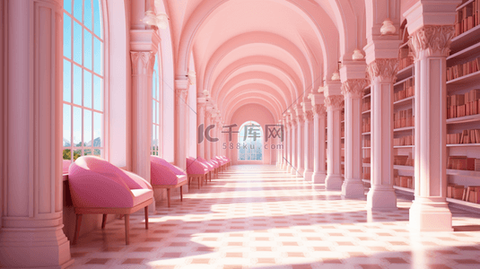 粉色立体空间背景图片_粉色现代时尚潮流立体空间长廊背景