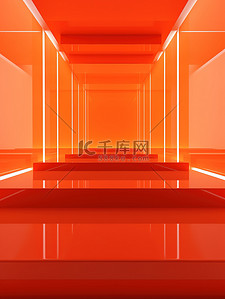 电商红色橙色3D空间电商背景12
