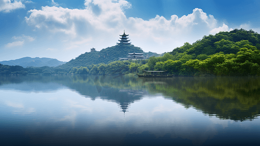 美丽的江南湖水美景