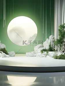 极简舞台设计电商产品背景绿色10